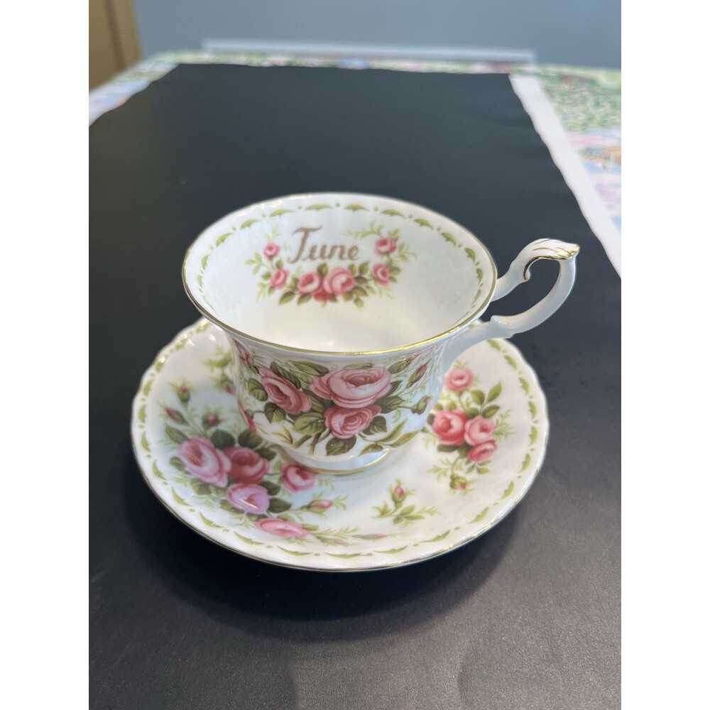 Royal Albert Flower Of The Month Series Tea Cup Saucer June Roses England